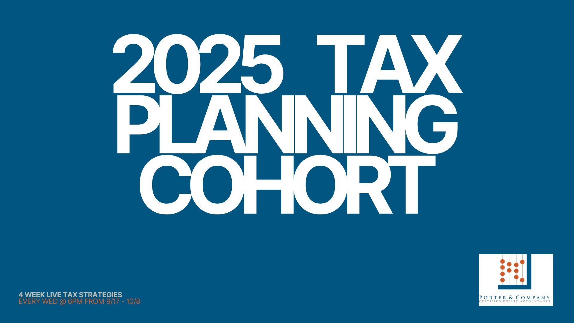 Free Entry to Our Tax Planning Cohort